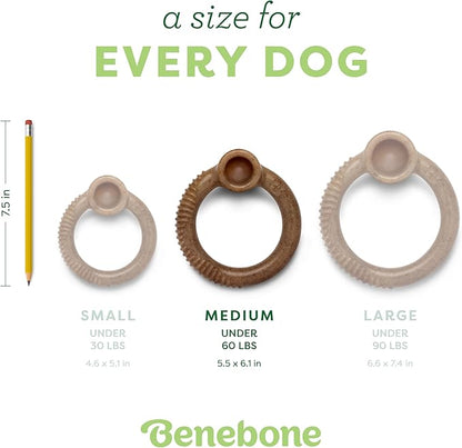 Benebone Ring Durable Dog Chew Toy for Aggressive Chewers, Real Bacon, Made in USA, Medium
