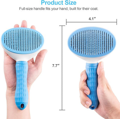 Depets Self Cleaning Slicker Brush, Dog Cat Bunny Pet Grooming Shedding Brush - Easy to Remove Loose Undercoat, Pet Massaging Tool Suitable for Pets with Long or Short Hair
