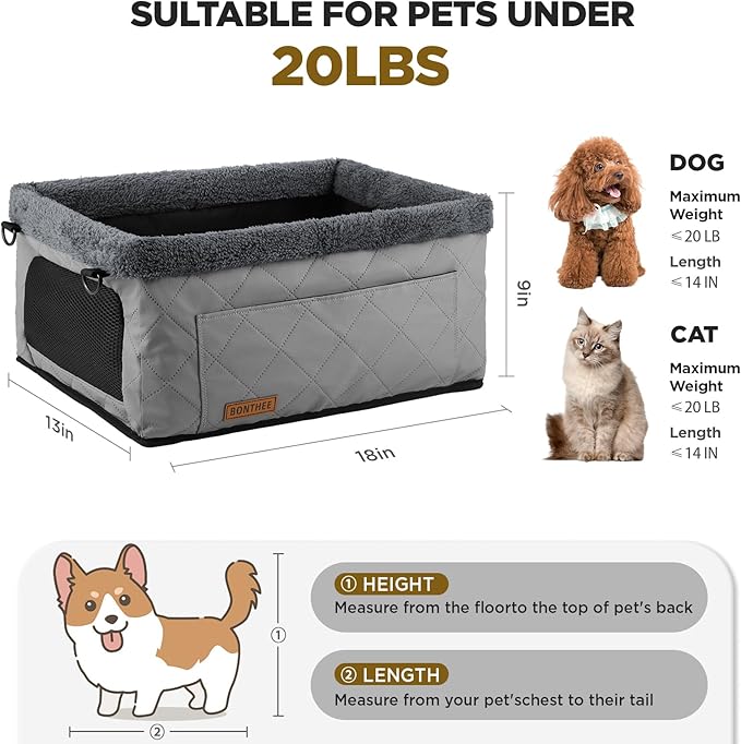 Upgrade Dog Booster Seat for Small Dogs,Small Dog Car Seat with Sturdy Metal Frame and Waterproof Leather Material for Small Pets up 20 lbs,Portable Travel Carrier with Storage Pocket