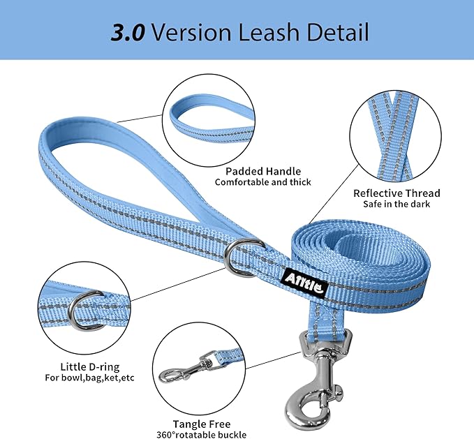 AIITLE No Pull Dog Harness and Leash Set, Step in Adjustable Dog Harness with Padded Vest for All Weather, Dog Leash with Soft Padded Handle, Easy to Put on Small and Medium Dogs Pure Blue S