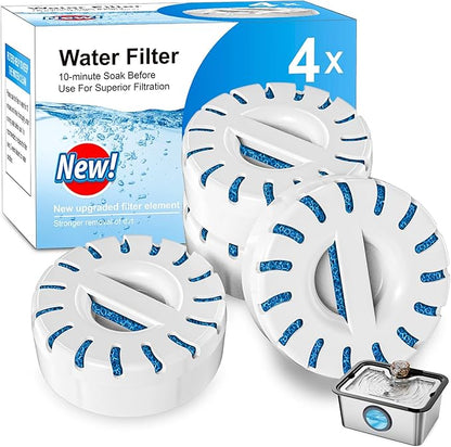 Replacement Water Filters for Dog Water Fountain for Large Dogs, BPA-Free, Compatible with IAD Stainless Steel Large Dog Water Fountain, 2 Month Filter Supply, 4-Pack