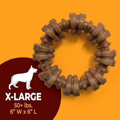 Nylabone Strong Chew Textured Ring Dog Toy Made with Real Beef & Chicken, Durable Chew Toys for Aggressive Chewers, Long Lasting Dog Bone, Keeps Dogs Busy, X-Large Breeds - 50+ lbs