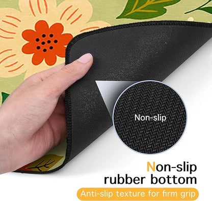 Non Slip Pet Feeding Mat with Floral Design for Dogs and Cats Food Water Bowl Placemat Easy Clean Pet Food Mat for Kitchen Dining Area Home Decor 24 x 16 Inch Absorbent Cat Water Bowl Mat