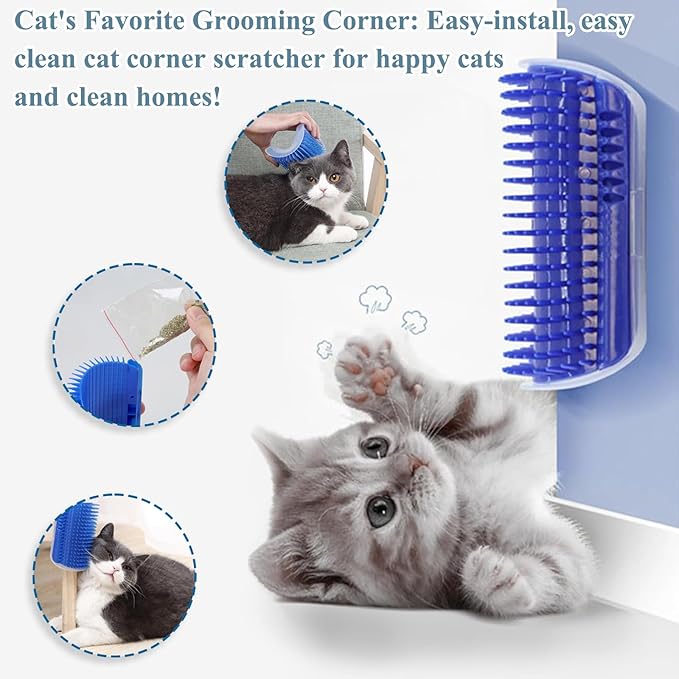 4-in-1 Pet Grooming Kit for Dog Brush, Self-Cleaning Slicker Cat Brush, Massage Grooming Glove and Cat Corner Scratcher, Effortlessly Remove Shedding Hair with Efficient Dog Brush