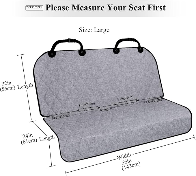 VIVAGLORY Dog Seat Cover Quickcover Seat Protector for Dog, Backseat Cover for Car SUV & Truck, Back Rear Backseat Bench Protector, Large, Heather Black