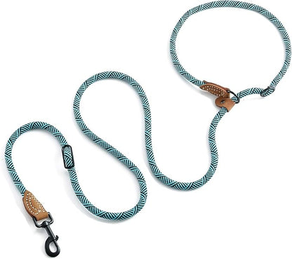 Mile High Life Hands Free Dog Leash, Crossbody Waist Leash with Genuine Leather Connection, Multifunctional Adjustable Slip Lead for Dog Walking Running (Green, 8FT)