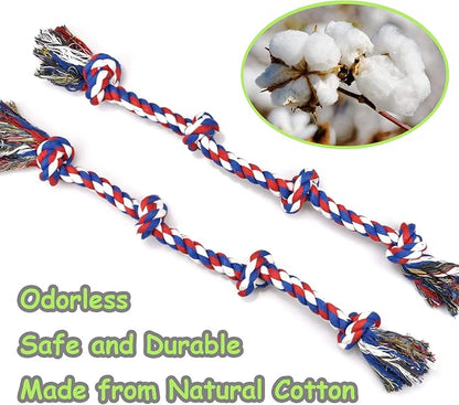 Rope Dog Toys for Aggressive Chewers Large Breed Medium Breed, Small Dog Puppy Teething Chew Toys Heavy Duty Dental Dog Rope Toys Prevents Boredom and Relieves Stress