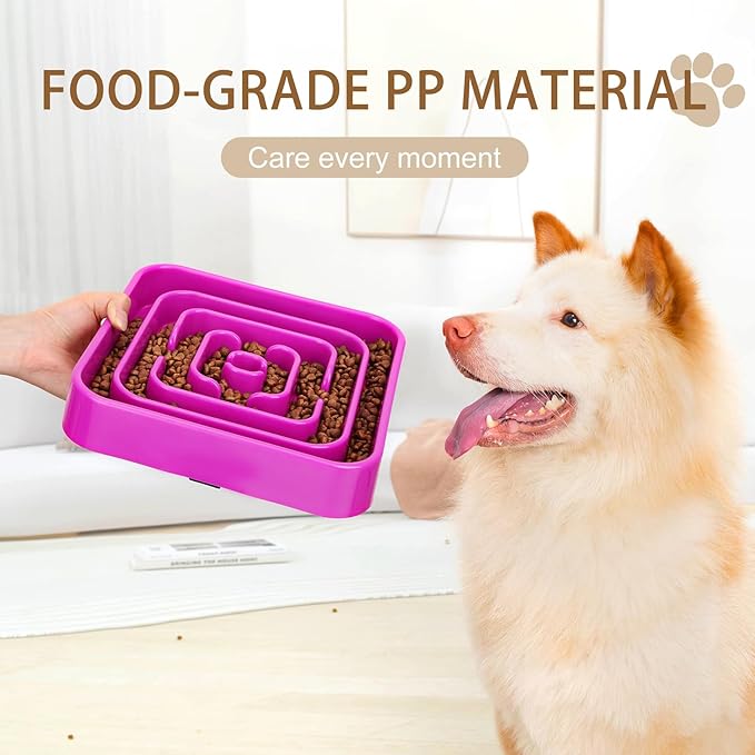 Slow Feeder Dog Bowls for Large Medium Dogs, Anti-Choking Slow Eating Maze Dog Food Bowl, Anti-Slip Slow Feeding Pet Puzzle Bowl,Purple