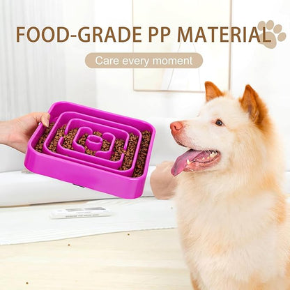 Slow Feeder Dog Bowls for Large Medium Dogs, Anti-Choking Slow Eating Maze Dog Food Bowl, Anti-Slip Slow Feeding Pet Puzzle Bowl,Purple
