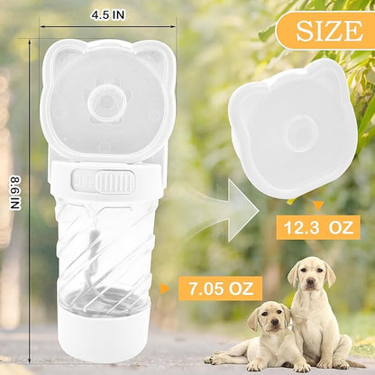 Pet Water Bottle for Dogs,Portable Dog Water Bowl Dispenser,Leak Proof Puppy Travel Bottle with Food Container for Outdoor Walking Hiking (19 OZ,White)