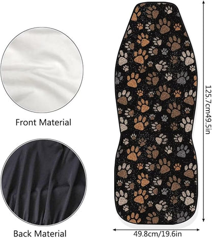 Dreaweet Dog Paw Print Seat Covers for Cars SUV 2 Piece Cute Car Accessories for Pet Lover Washable Front Car Seat Cover Universal Fit SUV Sedan Trucks