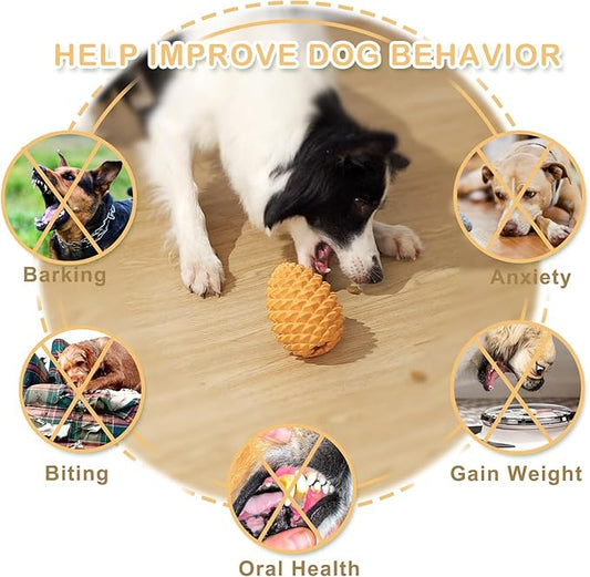 Dog Chew Toys Gift - Pine Cone Treat Dispenser for Pet Medium Large Breeds - Durable Interactive Puzzle Toys for Aggressive Chewers to Relieve Boredom Anxiety Birthday Gift