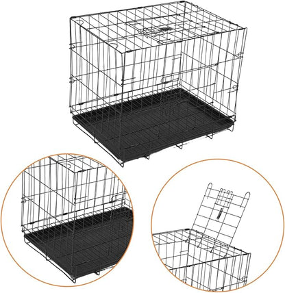 POPETPOP Portable Pet Carrier with Divider Panel Lightweight Wire Cage for Small Medium Dogs for Indoor Outdoor Travel Breathable Design