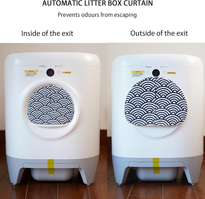 Curtain for Self Cleaning Cat Litter Box,Reduces Cat Litter Bounce, Stops Odors from The Litter Box Self Cleaning (Wave)