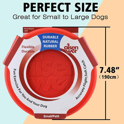 Dog Flying Disc - Durable Rubber Dog Toy for Fetch - Interactive Lightweight Flyer Dog Toys for Outdoor Playtime - Safer Disc for Healthy Activity - for Small/Medium Dogs 2 Pack