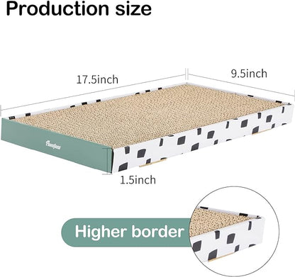 PAWSFANS Cat Scratcher Cardboard Scratch Pad with Box,Durable Corrugate Scratching Board Kitty Sofa Lounge Bed Reversible Catnip Included for Indoor Cats,Large (Box, 3pcs)