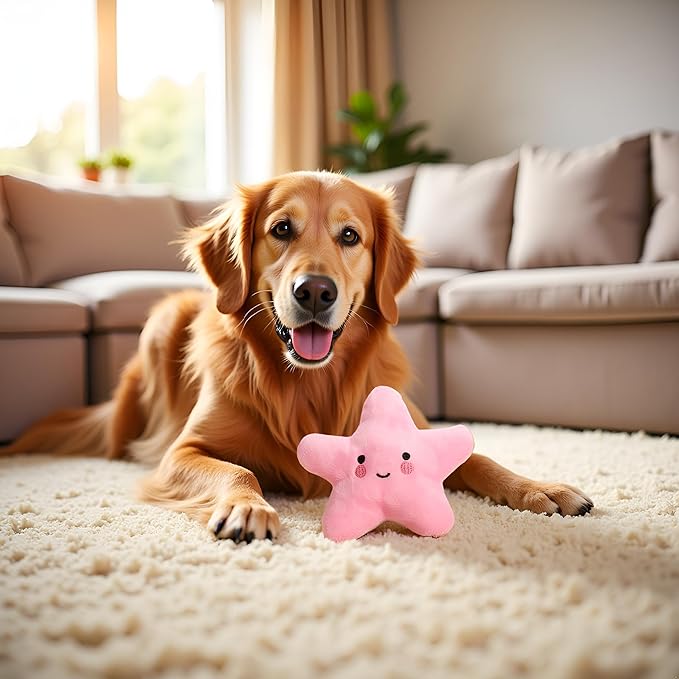 Pink Starfish Squeaky Dog Toy, Soft Plush Vocal Dog Plaything Pets Supplies Teddy Bichon, Squeaky Toys/Chew Toys for Medium Large Breed