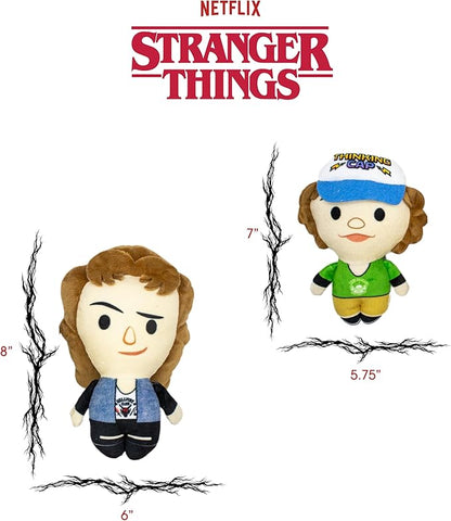 design LAB, Inc. Stranger Things Official Merchandise | Stranger Things Toys - Stuffed Animal Plush Dog Toy Set | Dustin & Eddie 2-Pack Play Set | Interactive Toys with Squeakers