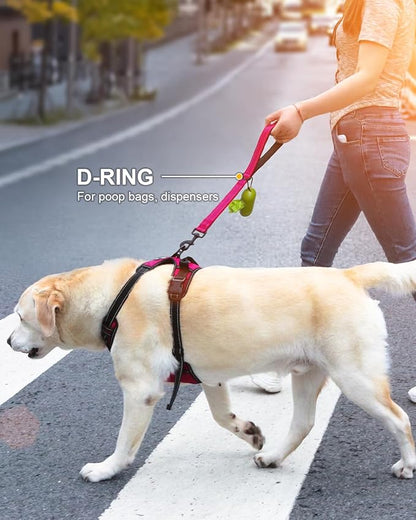 Joytale Strong Short Dog Leash 1FT, 1.2 Inch Wide, Heavy Duty, Padded Handle for Traffic Control, Reflective Leash for Medium and Large Dogs Walking Training,Hot Pink