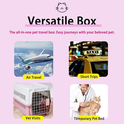 Dog Airline Kennel Pet Travel Crate, Heavy-Duty Metal Door Plastic Carrier, Portable Dog Crate with Wheels for SUV/Airplane Travel/Vet Visit, Large Medium Dog Pet Cage