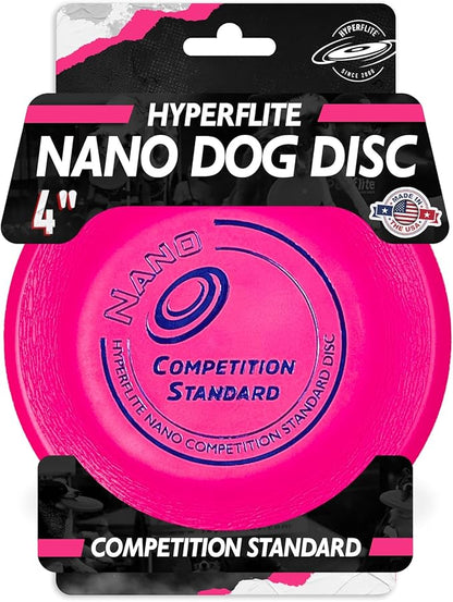 Hyperflite Nano Competition Standard Disc Dog Disc 4” (17g) | Official Skyhoundz Mini Flying Disc for Small Dog & Puppy | Long-Flying, Lightweight Dog Toy for Backyard, & Beach | Anti-Glare - Pink