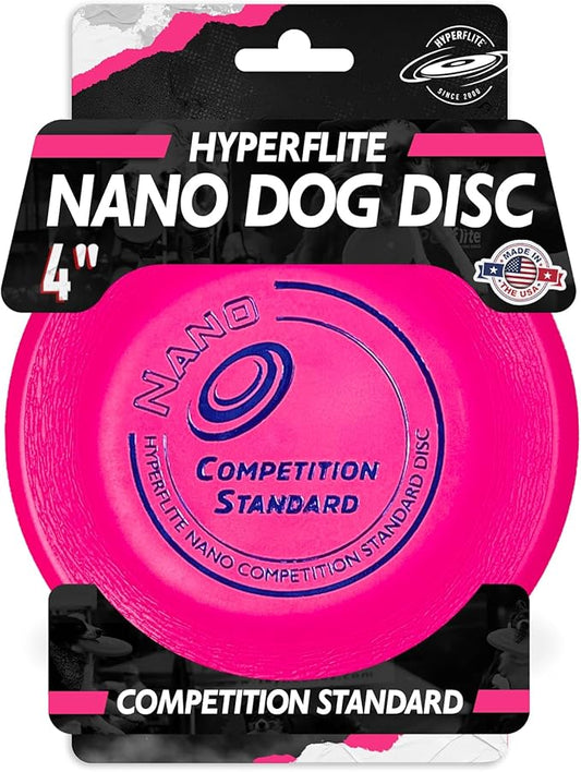 Hyperflite Nano Competition Standard Disc Dog Disc 4” (17g) | Official Skyhoundz Mini Flying Disc for Small Dog & Puppy | Long-Flying, Lightweight Dog Toy for Backyard, & Beach | Anti-Glare - Pink