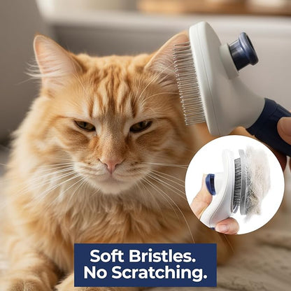 BPG Pet Grooming Tools for Dogs & Cats- Self-Cleaning Slicker Brush, Removes Loose Hair- Skin Safe Easy to Use Deshedding & Detangling Grooming Tool for All Coat Types