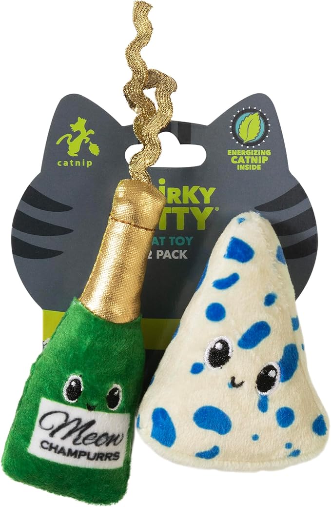 Quirky Kitty Wine & Cheese Catnip Plush Cat Toy, Pack of 2