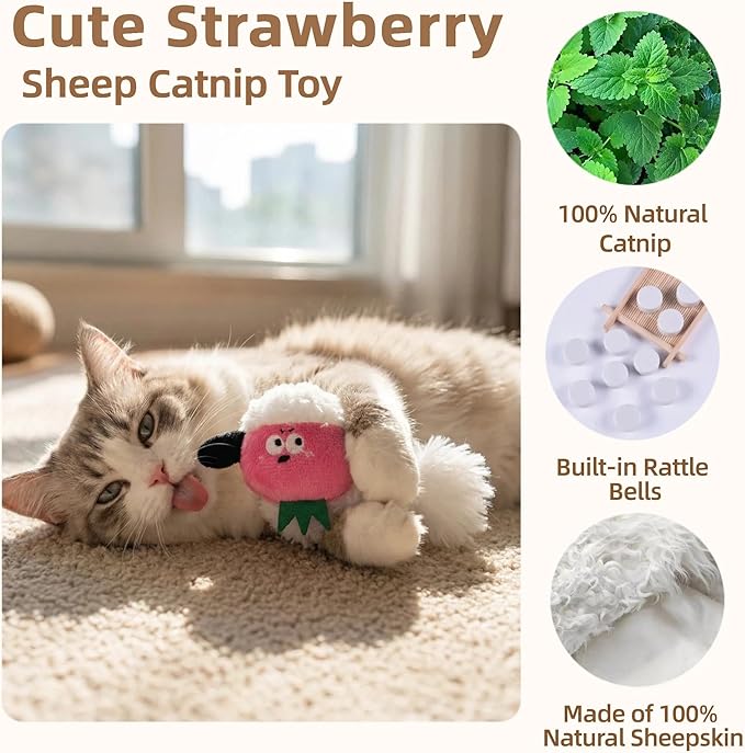 5 Pcs Catnip Toys for Cats, Silvervine Interactive Cat Toy Set with Squeaker & Feathers, Natural Organic Catnip Dental Chew Toys for Kitten Teething, Boredom & Anxiety Relief Plush Set