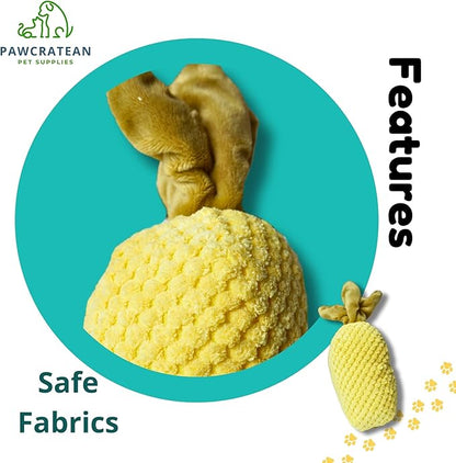 7" Squeaky Plush Toy for Puppies Small Dogs Self Etertainment Washable Soft Made [PET ONLY] (Pineapple)