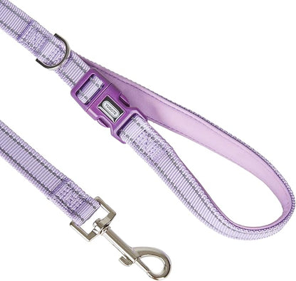 Reflective Nylon Dog Leash, Handle Padded with Neoprene, for Small Medium Large Dog.(S, Lilac Purple)