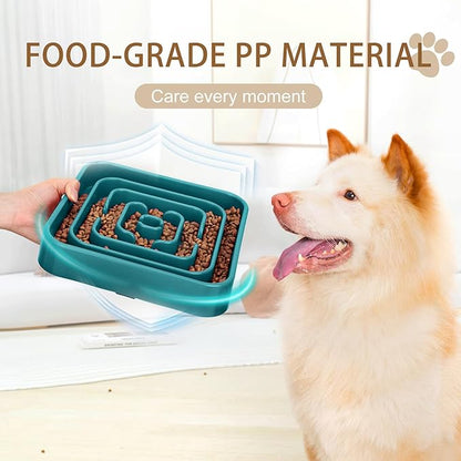 Slow Feeder Dog Bowls for Large Medium Dogs, Anti-Choking Slow Eating Maze Dog Food Bowl, Anti-Slip Slow Feeding Pet Puzzle Bowl,Green