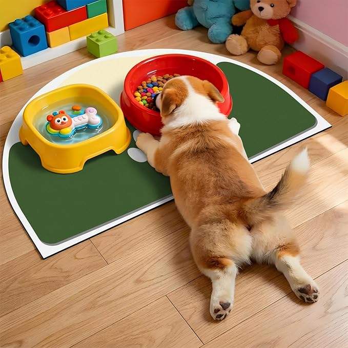 Pet Feeding Mat 28''x17'', Quick Dry & Absorbent Pet Mat for Water Bowl, Anti-Scratch Cat Mats for Food Bowls for Feeding Stations, Large Cat Dog Food Bowl mat for Indoor & Outdoor Use
