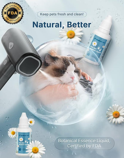 Pet Steam Brush for Dog & Cat with 3 Waterless Shampoo, Bath Shower Comb for Shedding & Grooming & Massaging Water Spray Brush for Long & Short Haired Pets Spritz Defur Comb