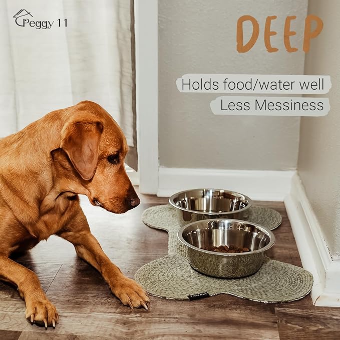 PEGGY11 Deep Stainless Steel Anti-Slip Dog Bowls - 4-Pack, 16 Cups