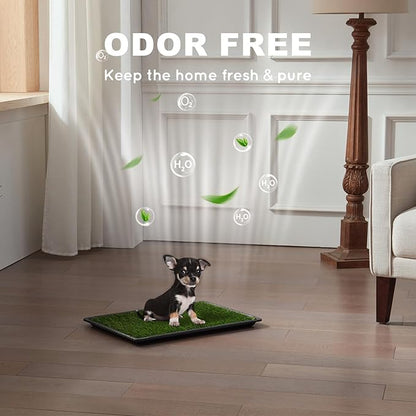 Dog Grass Pad with Tray Small 23" x 16", Dog Puppy Litter Box with Odor Free Artificial Grass Pee Pads for Dogs Potty Tray with Hemmed Edge, Realistic for Indoor Balcony