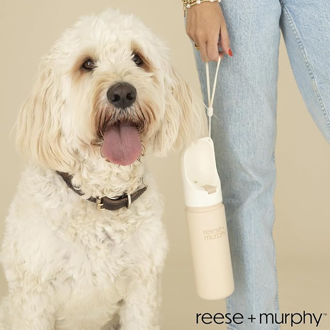 Dog Water Bottle - Stainless Steel Pet Water Bottle for Travel & Portable Dog Water Bottle - Water Bottle for Dogs on The Go 16.9 Oz, Cream