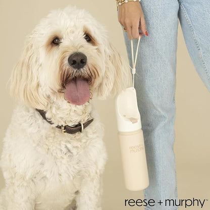 Dog Water Bottle - Stainless Steel Pet Water Bottle for Travel & Portable Dog Water Bottle - Water Bottle for Dogs on The Go 16.9 Oz, Cream