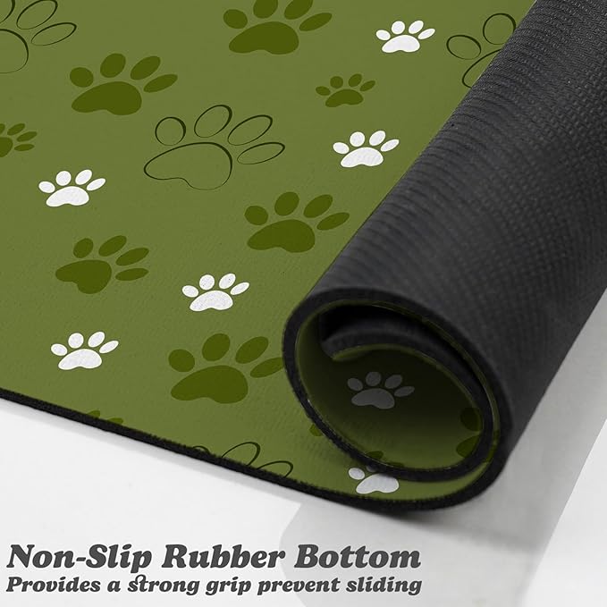 Dog Food Mat, Absorbent Water Bowl Mats Cat Pet Feeding Placemats Dark Green 17 * 30 inch