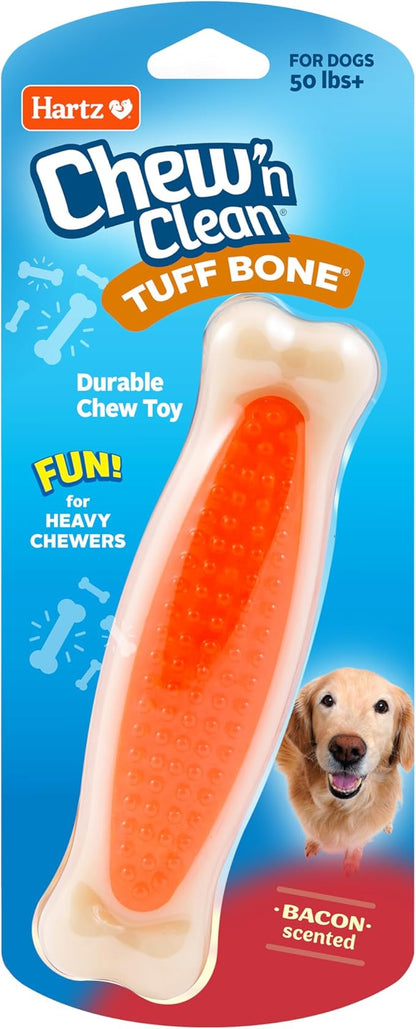 Hartz Chew 'n Clean Tuff Bone Bacon Scented Dental Dog Chew Toy - Large
