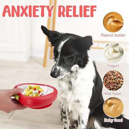 Freeze Dog Lick Bowl, Animire Non-Slip Slow Feeder Lick Mat for Dogs, Silicone Dog Enrichment Bowl for Distraction Anxiety Relief Boredom, BPA Free, Dishwasher Safe(Red,L)