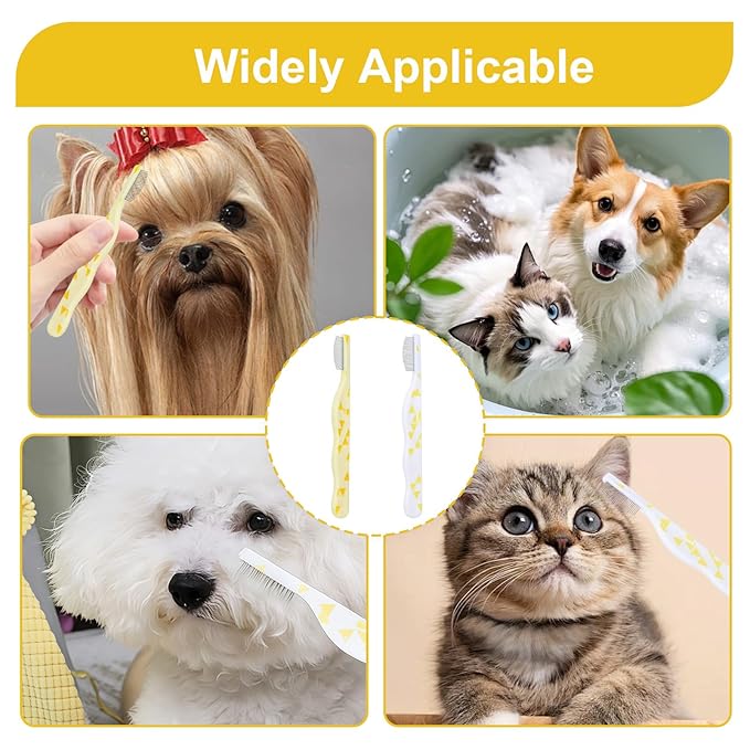 2Pcs Ear Stain Remover Comb Gentle Eye & Face Grooming Tool for Small Dogs Cats Fine Tooth Rounded Tips Ergonomic Grip Pet Tear Crust Eye Booger Flea Removal Daily Grooming