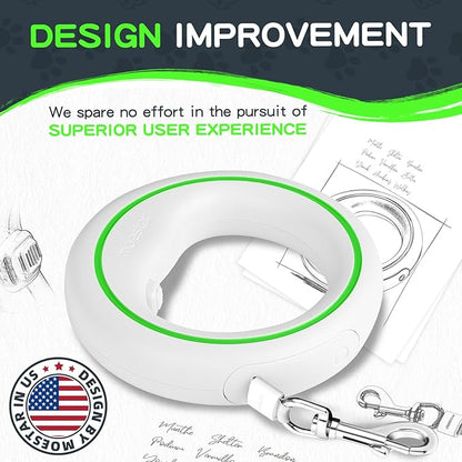 UFO Retractable Dog Leash Hands Free Wearable Laisse Chien with Poop Bag Holder One-Handed Brake Pause Lock 360° Tangle Free 10 ft Strong Nylon Tape Dog Leash for Up to 66lbs Medium Small Dogs