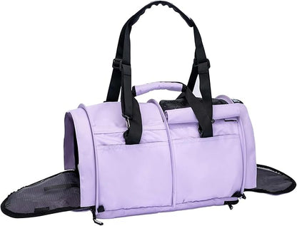 SturdiBag Pro 3.0 Pet Travel Carrier for Cats and Dogs – Soft-Sided with Safety Clips and Seatbelt Straps for Airplane or Car Travel | Large, Lavender