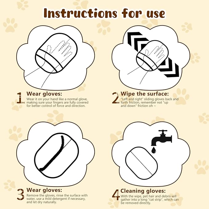 Pet Hair Removal Glove, Electrostatic Pet Hair Removal Gloves, Upgrade Efficient Grooming Gloves for Pet Hair, Clothing, Couch, Furniture, Carpet, Car Seat-2PCS