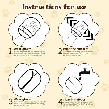 Pet Hair Removal Glove, Electrostatic Pet Hair Removal Gloves, Upgrade Efficient Grooming Gloves for Pet Hair, Clothing, Couch, Furniture, Carpet, Car Seat-2PCS