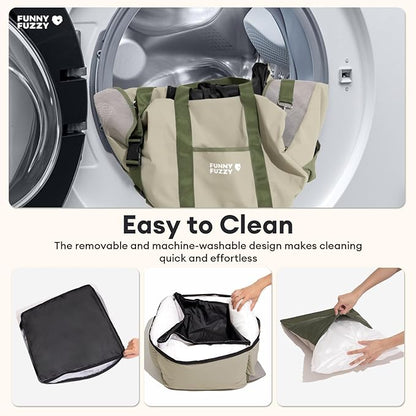 FUNNY FUZZY Waterproof Dog Car Seat for Small & Medium Dogs Up to 35lbs, Detachable & Washable Pet Booster Seat with Leash, Thick Cushion, Storage Pockets & Adjustable Straps (Green)