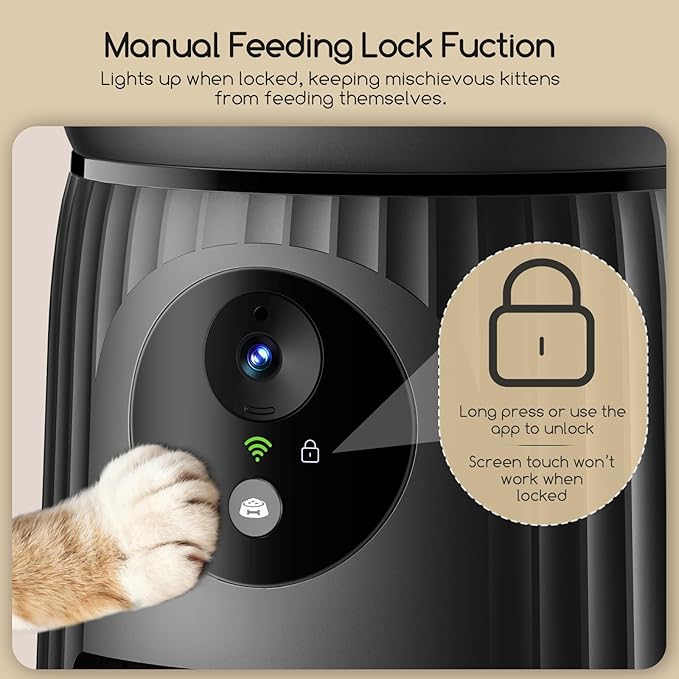 Faroro Automatic Cat Feeder with Camera, 1080P HD Video with Night Vision, 5G WiFi Automatic Dog Feeder with APP Control, 2-Way Audio, Blockage Sensor for Cats or Small Dogs, 4L (Black)