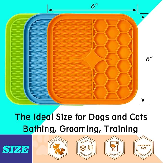 Lick Mat for Dogs, Dog Lick Mat with Suction Cups for Anxiety, Peanut Butter Dog Licking Mat Slow Feeder Dispensing Treater Lick Pad for Dogs Cats Grooming Bathing and Training (Small Green)
