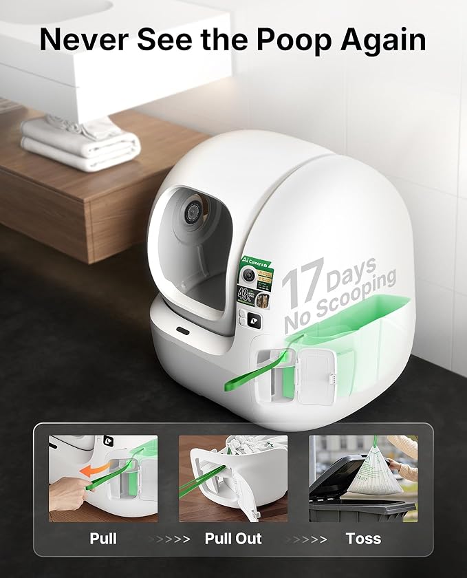 PETKIT 2025 Purobot Max Pro 2 AI-Camera Self Cleaning Cat Litter Box, Extra Large Opening 210° Wide Angle Lens Cat Facial Recognition Automatic Litter Box with 5G WiFi App Control Odor-Free
